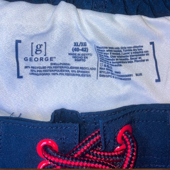 [g] George XL Men’s Swim Shorts Navy Yellow Red Orange White Pockets Drawstring - Picture 8 of 16